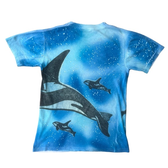 90s Single Stich Ocean Killer Whales Big Fish Nature Animals AOP Graphic vintage - Picture 9 of 10
